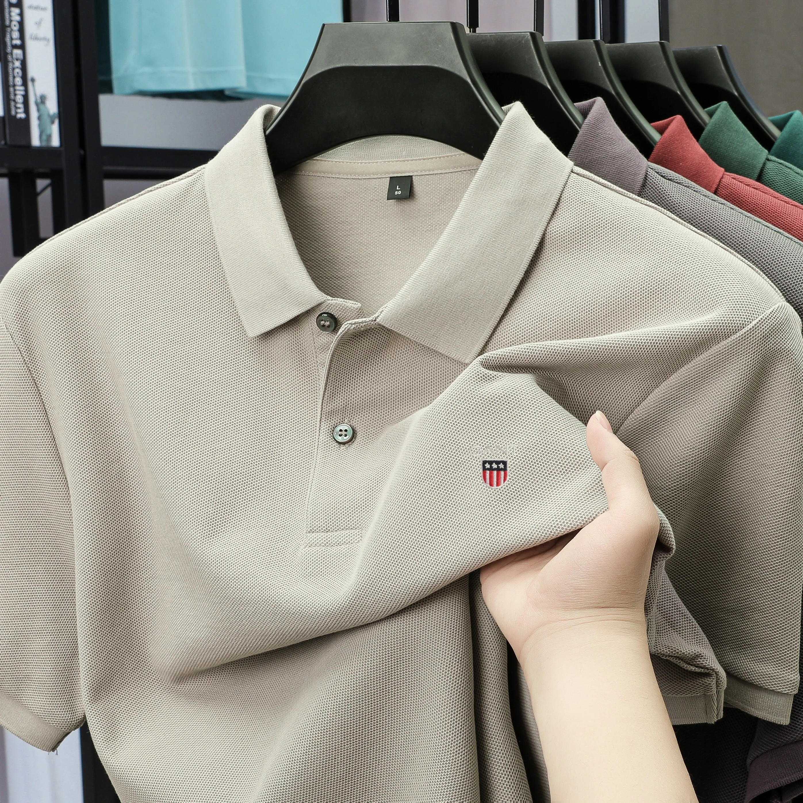High-end 100% Cotton Short Sleeve Polo Shirt Men's Summer Luxury Brand Breathable Paul T-shirt Exquisite Embroidery Casual Top image 4