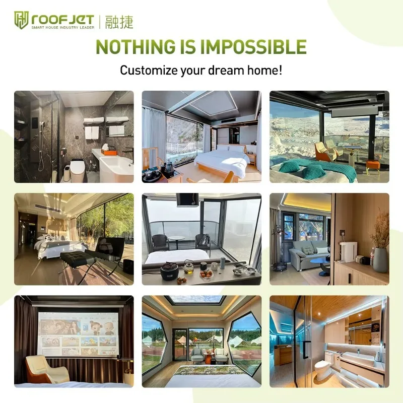 Casa pequeña prefabricada de 3 habitaciones completamente amueblada, casa móvil, villa de acero