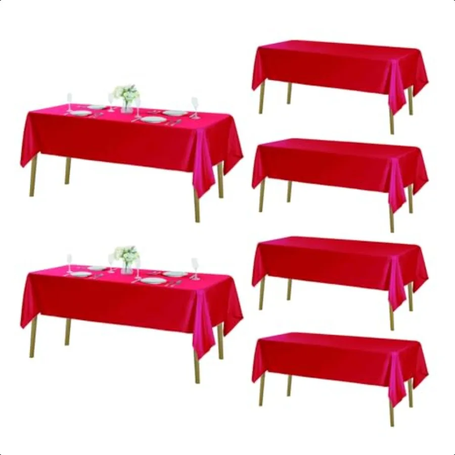 

6 Pack Rec Tablecloth 60x120 Inch Stain Resistant and Wrinkle Polyester Table Cloth Fabric Table Cover for Kitchen Dining Weddi