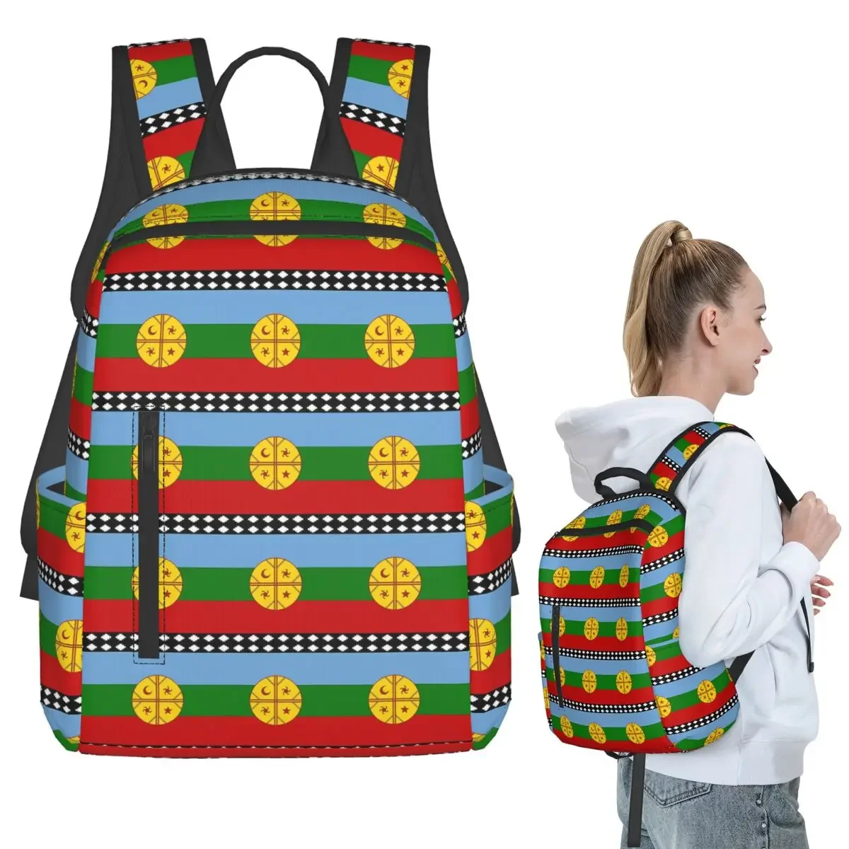 

Flag Of The Mapuches Bandera Mapuche Backpack Student Boys Girls BookBag Kids School Bag Computer Shoulder Bags for Men Women