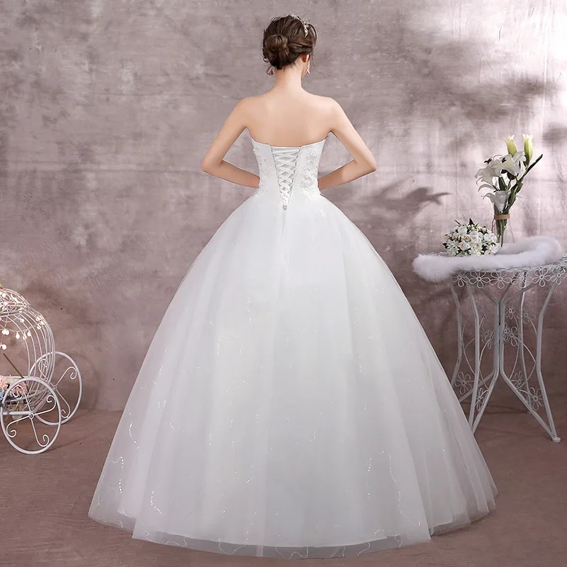 HMHS-45#Wedding Dresses Ball Gown Lace up Strapless Cheap Wholesale Bride getting married Dress Free Ship Customize Party Prom