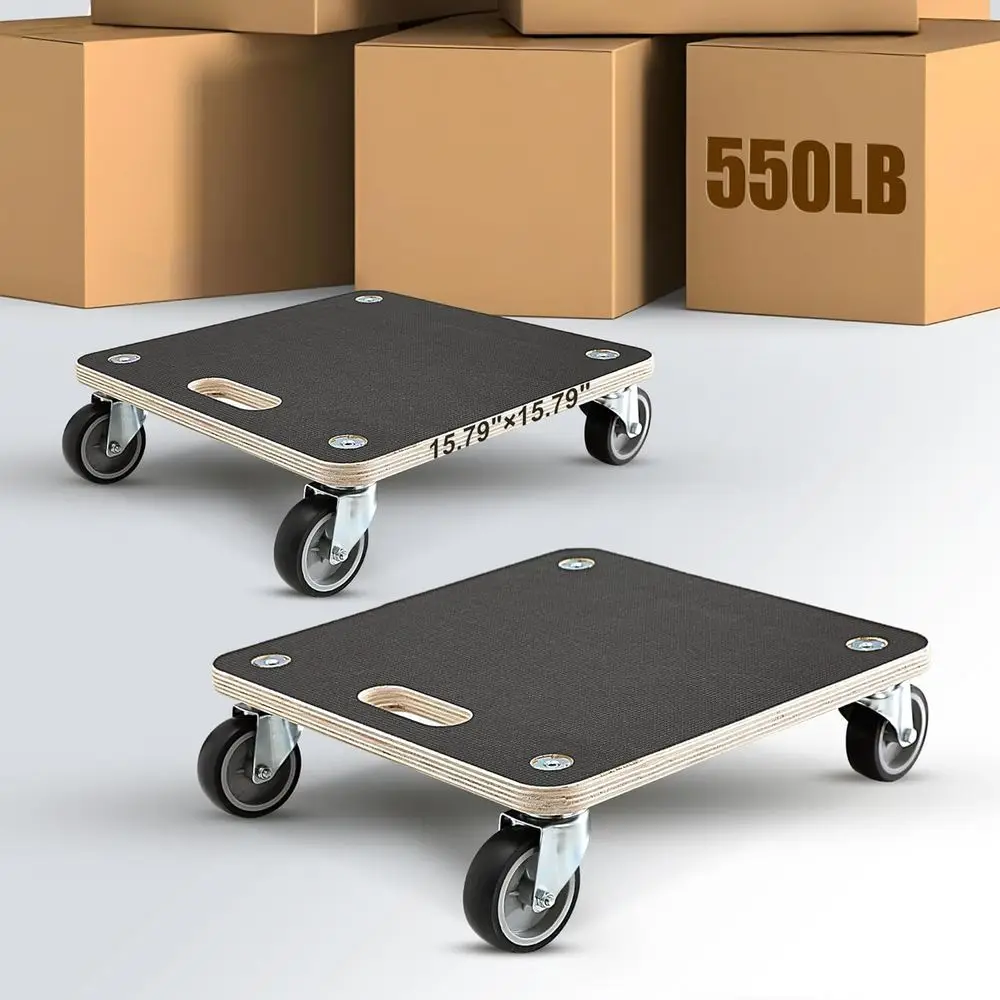 

Durable 551LB Capacity Square Moving Dolly with 3-Inch TPR Wheels and Plywood Base for Easy Lifting and Transport