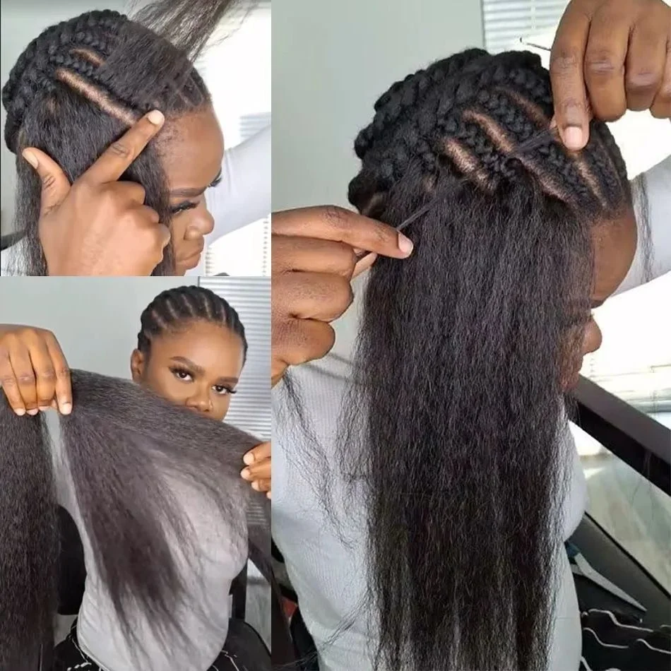 

Наращивание волос Kinky Straight Feather Crochet из 100% натуральных человеческих волос для многоразовых причесок в стиле бохо, предварительно разделенные пучки для крючкового плетения без узлов