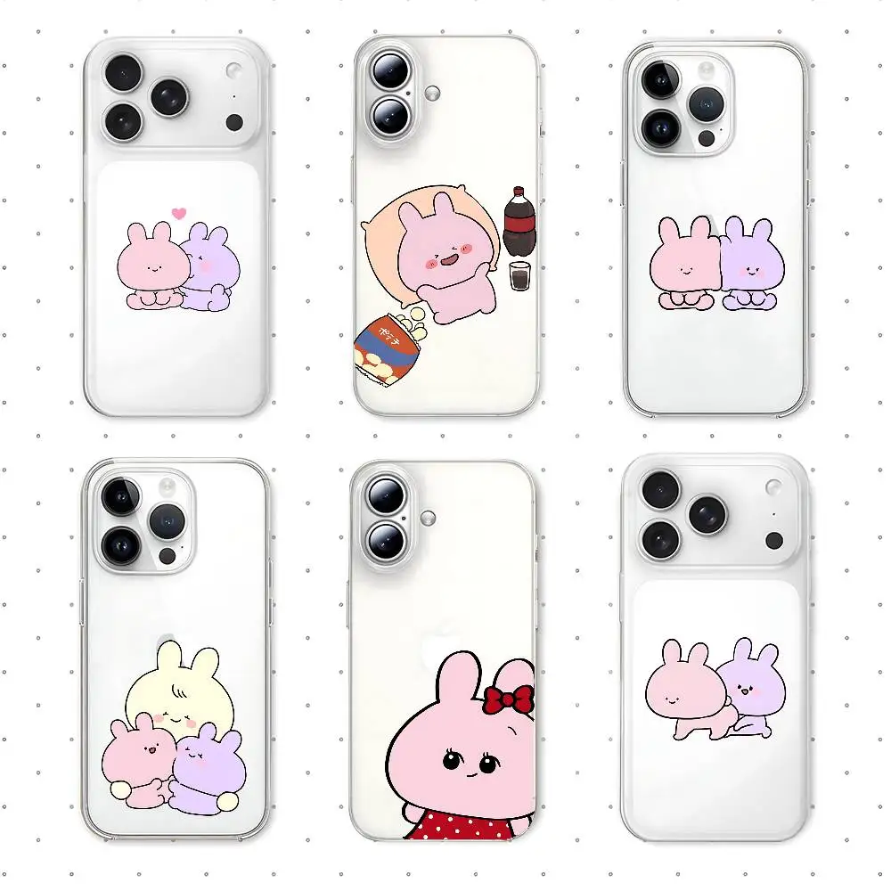 Niedliche A-Asamimichan-Telefonhülle, weiche transparente Hülle für iPhone 17, 16, 15, 14, 13, 12, 11, Pro Max Mini Plus, stoßfeste Hülle