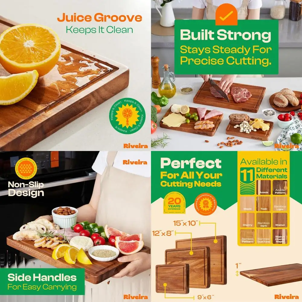 เขียงไม้วอลนัทแบบสามชิ้น: เขียงไม้ทรงสี่เหลี่ยมผืนผ้าที่ทนทานสำหรับการใช้งานอเนกประสงค์