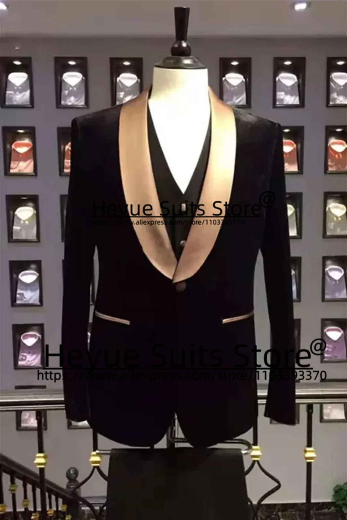 Elegant Black Wedding Suits For Men Slim Fit Silk fabric Shawl Lapel Groom Tuxedos 3Pcs Sets Business Male Blazers Costume Homme