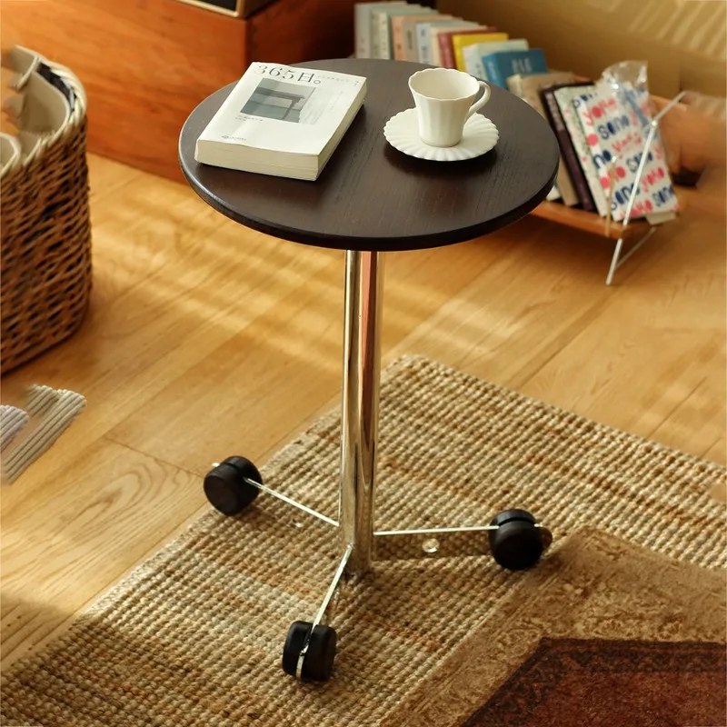 

Маленькие круглые торцевые столики, винтажные современные простые съемные журнальные прикроватные столики из массива дерева, аксессуары для домашней мебели для гостиной