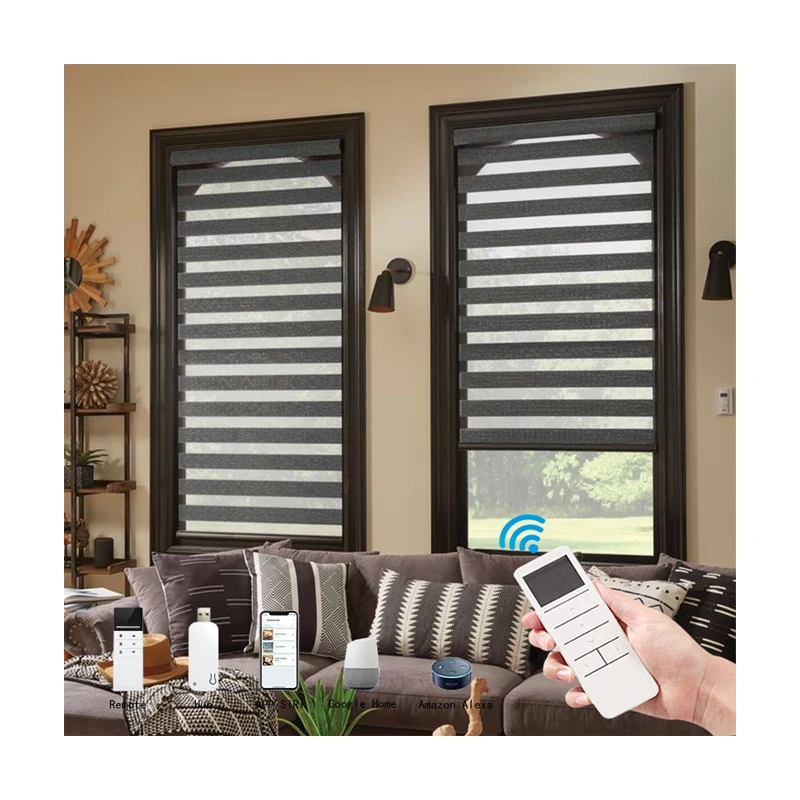 Smart Electric Roller Zebra Blinds Shades Remote Control Automatic Blinds Window Zebra Roller Curtain with Design Bedroom