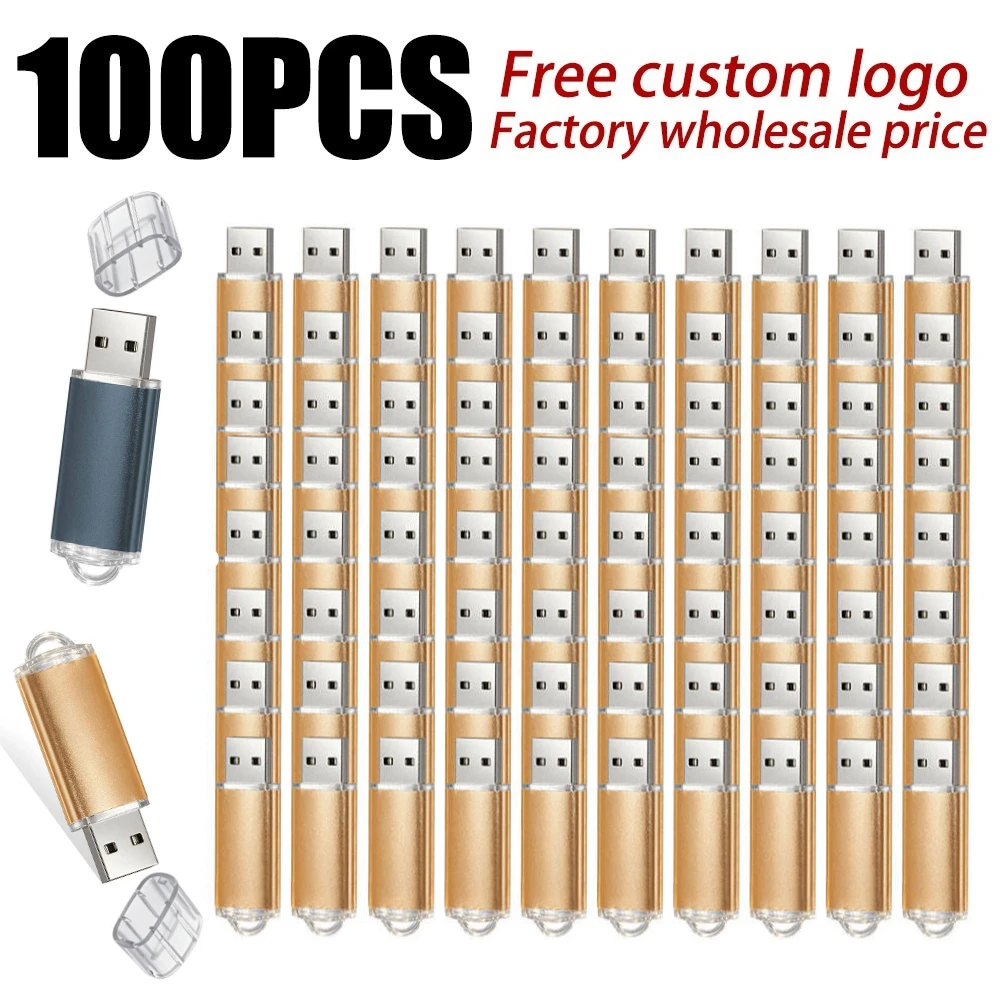 Оптовая цена: 100 шт. Металлические USB-флешки 2.0, 4 ГБ, 8 ГБ, 64 ГБ, водонепроницаемые, с возможностью нанесения логот