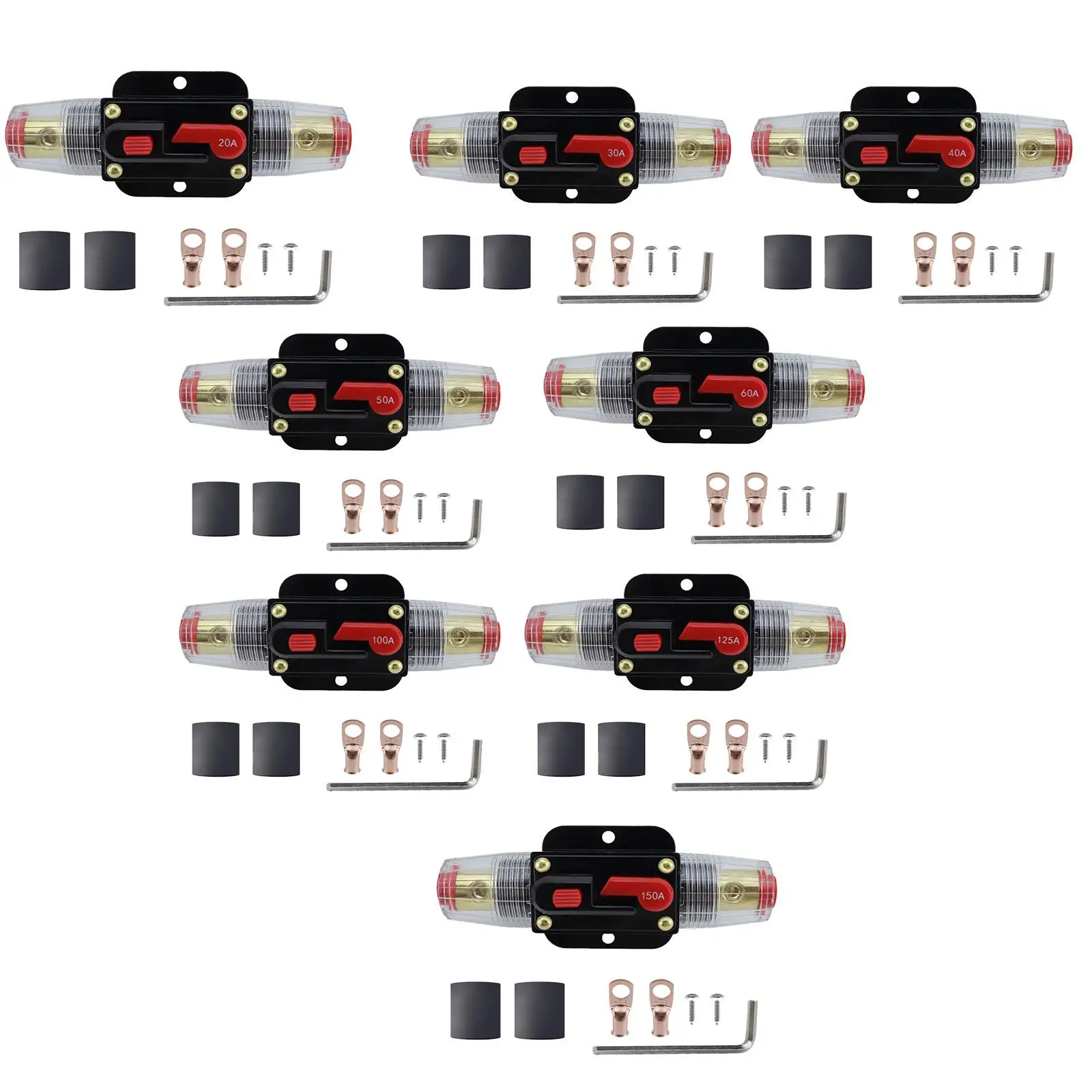 Universal Circuit Breaker with Manual Reset Button Repair Parts Resettable 12-24V for Auxiliary DC Electrical System Sturdy