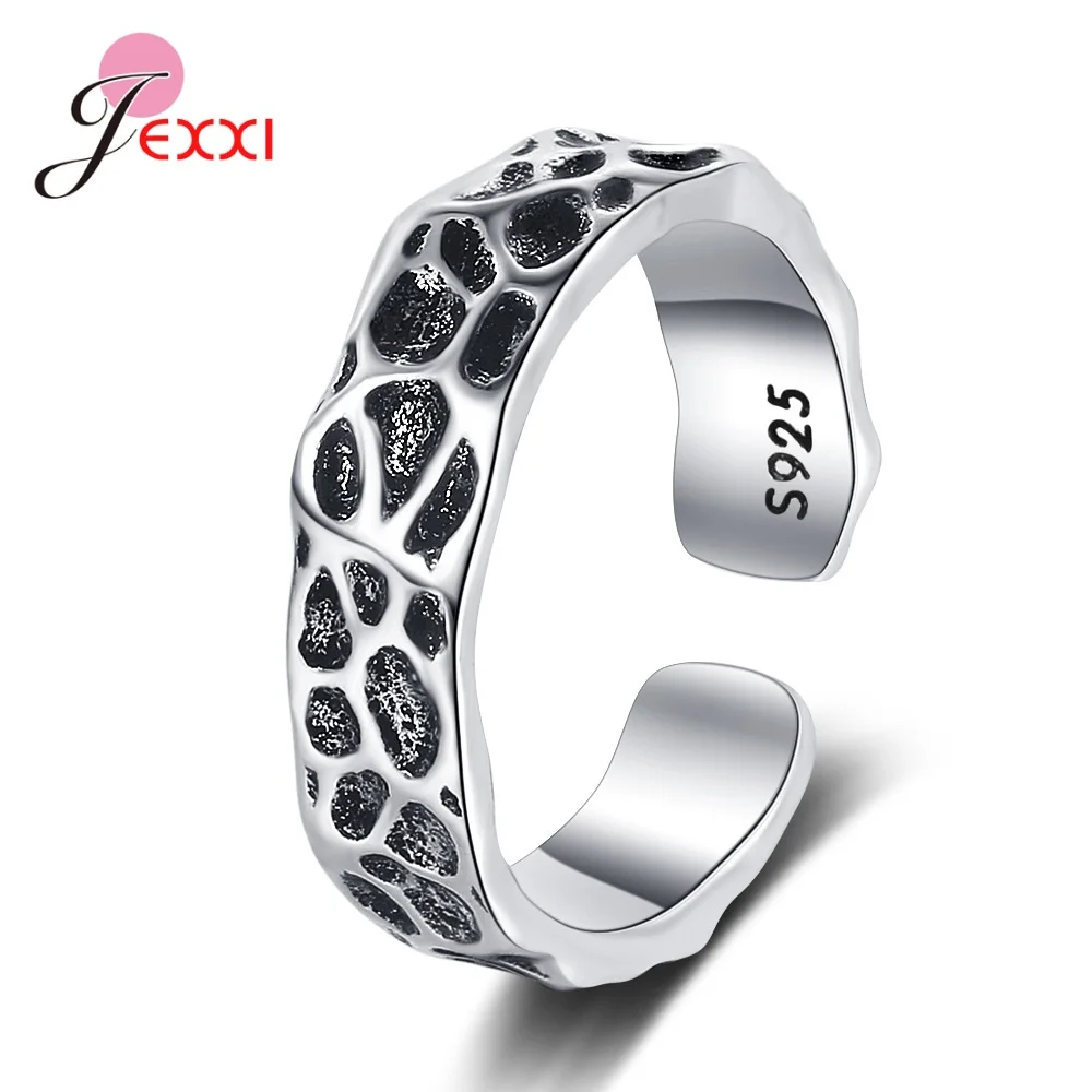 925 Sterling Silver Jewelry Rock Vintage Style Open Adjustable Band Finger Accessories Rings for Men Women S925 Stamped