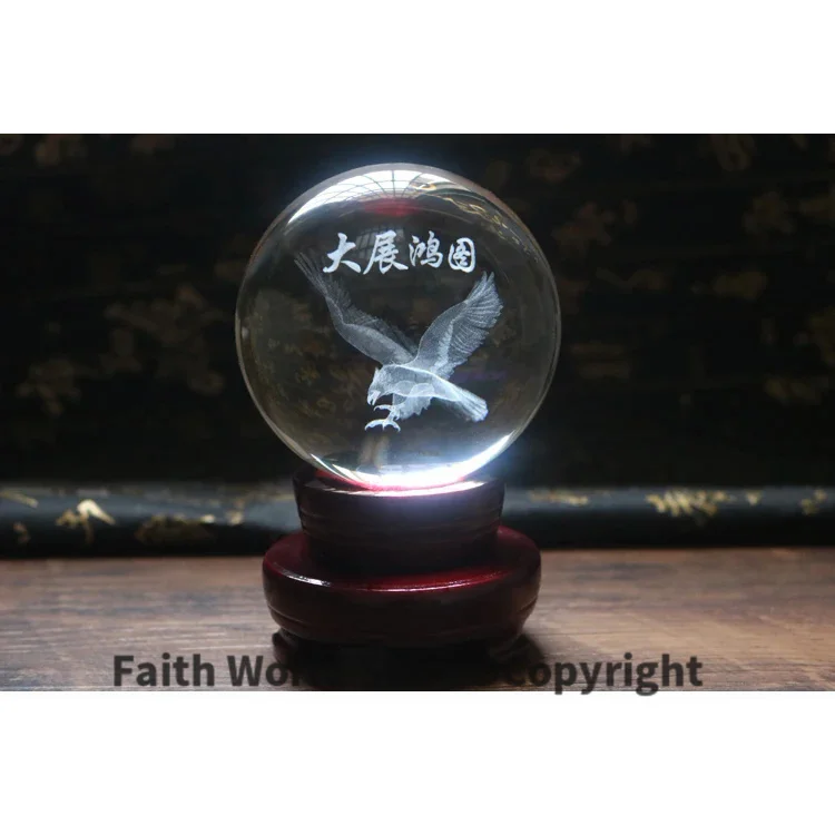 

Efficacious HOME family Talisman-TOP COOL animal Arabia Eagle FENG SHUI Figurine 3D Crystal sculpture statue