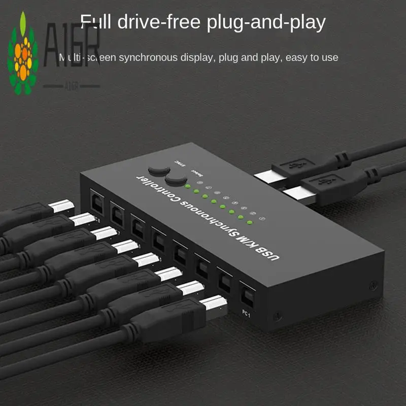 

A16R-USB K/M Синхронный контроллер KVM-переключатель Несколько компьютеров Поделиться 1 комплект мыши и клавиатуры
