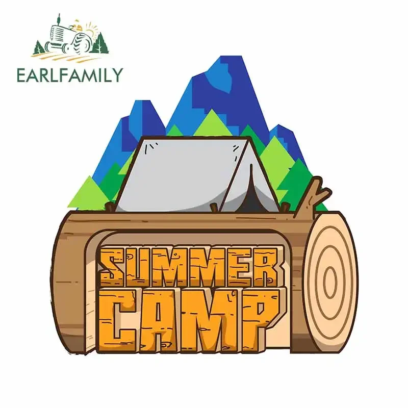 

EARLFAMILY 13cm x 12.2cm Camping Summer Car Sticker Cartoon Creative Refrigerator Decal Retro Scratch-Proof Surfboard Graphics
