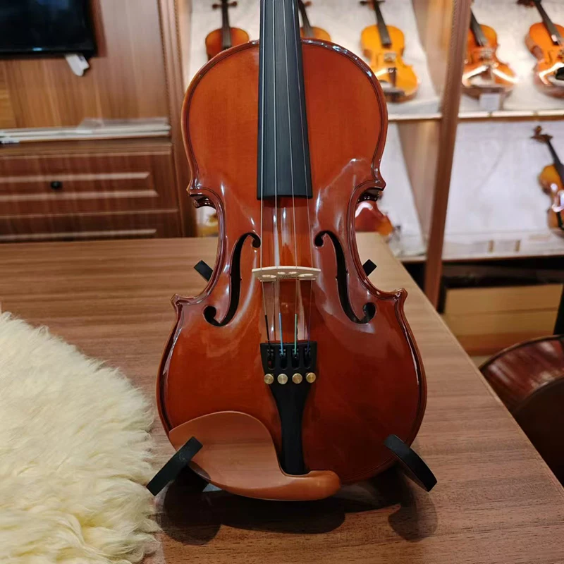 CHRISTINA Violin V02 for Beginner Dark Retro/Red Glossy Solid Spruce Maple Available in 4/4-1/8 Sizes with Bow Canvas Case - view 4