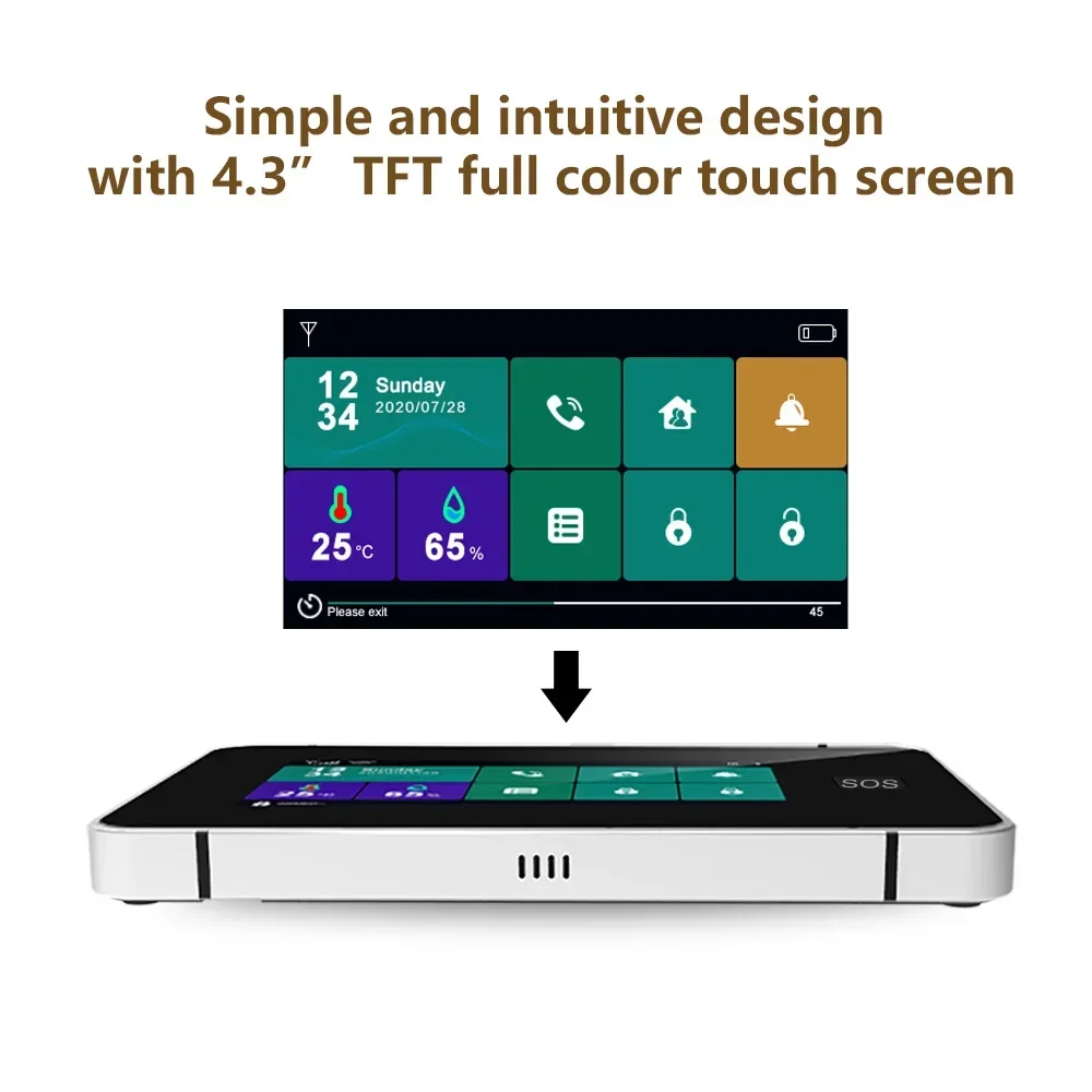 G64B 4G WiFi Smart Alarm System 4.3-inch Screen Wireless DIY Your Smart Home Security System With Sensor Work with Alexa