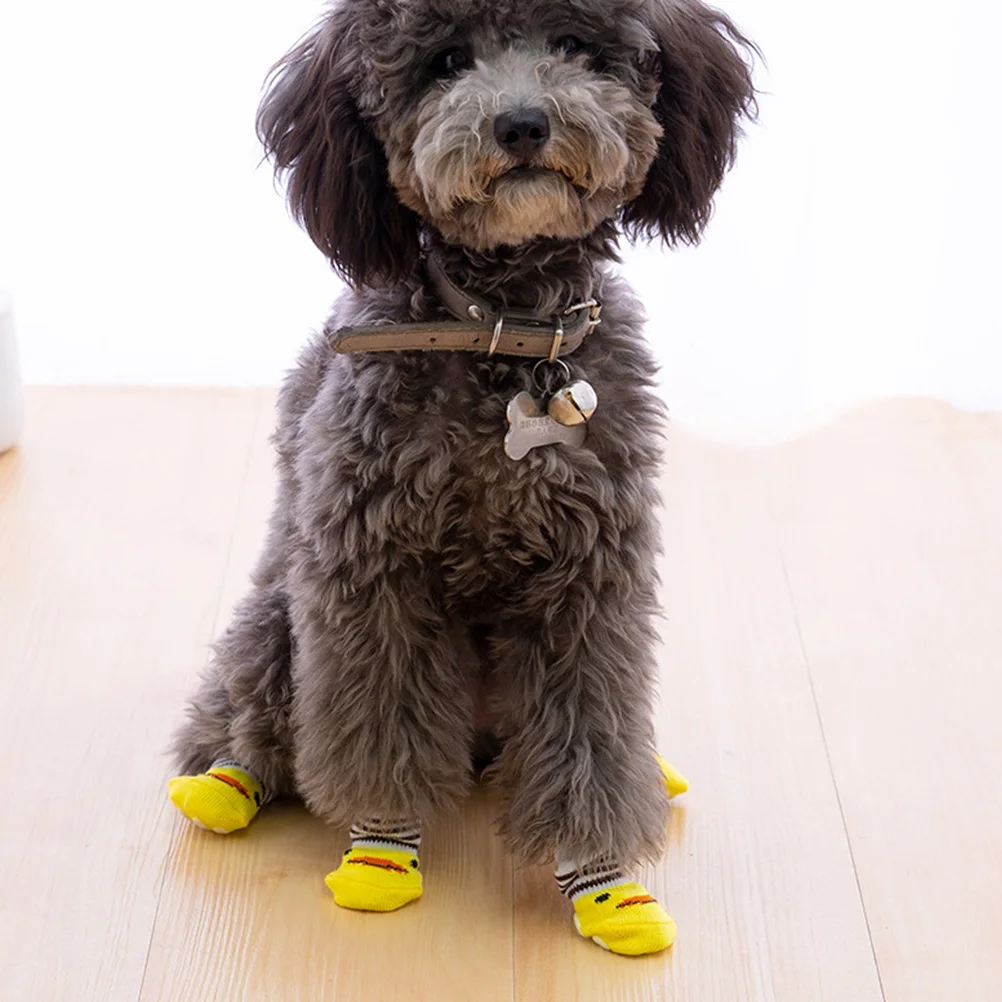 

4pcs Pet Socks For Dogs Non-Slip Dog Foot Cover Warm Puppy Sock Anti-Scratch Cotton Socks For Small Medium Dogs Pet Supplies