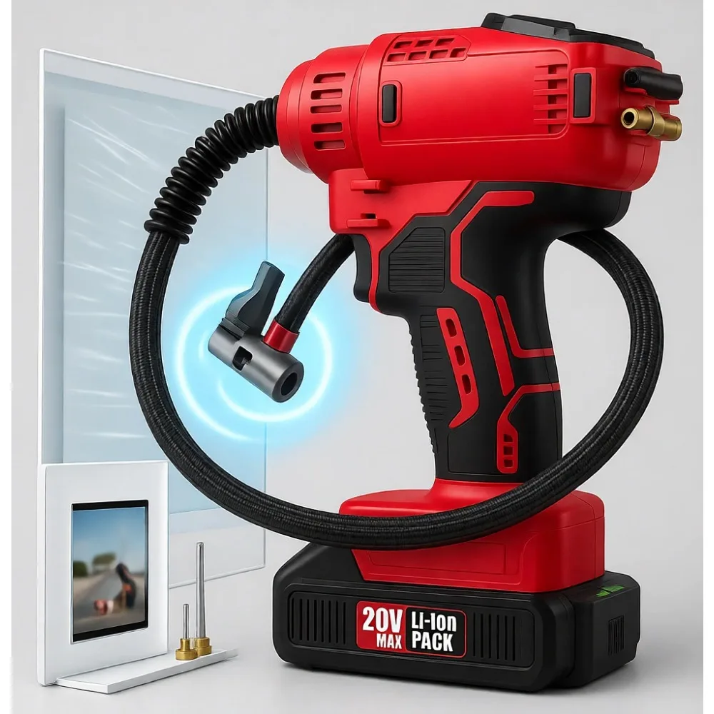 Portable Dual Power Tire Inflator 150 PSI Fast Auto Stop for Car Motorcycle Bike Ball