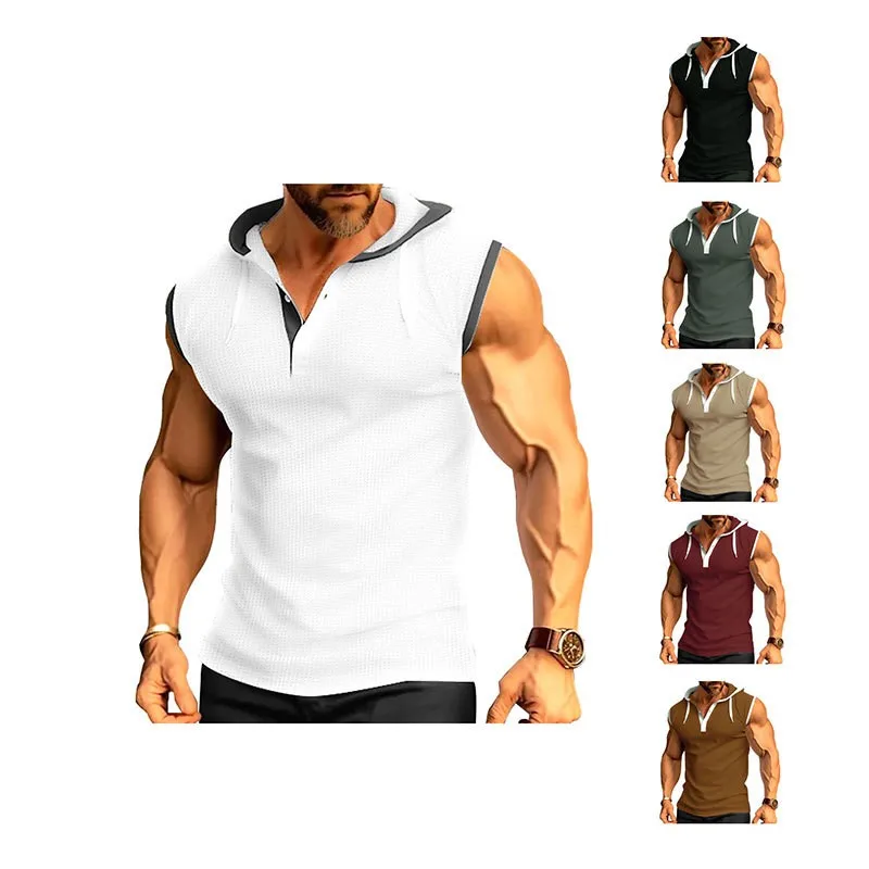 Men's Lightweight Slim Fit Sleeveless Tank Top Beige Solid Color Casual Black Vest Breathable Moisture Wicking Grey T-Shirt
