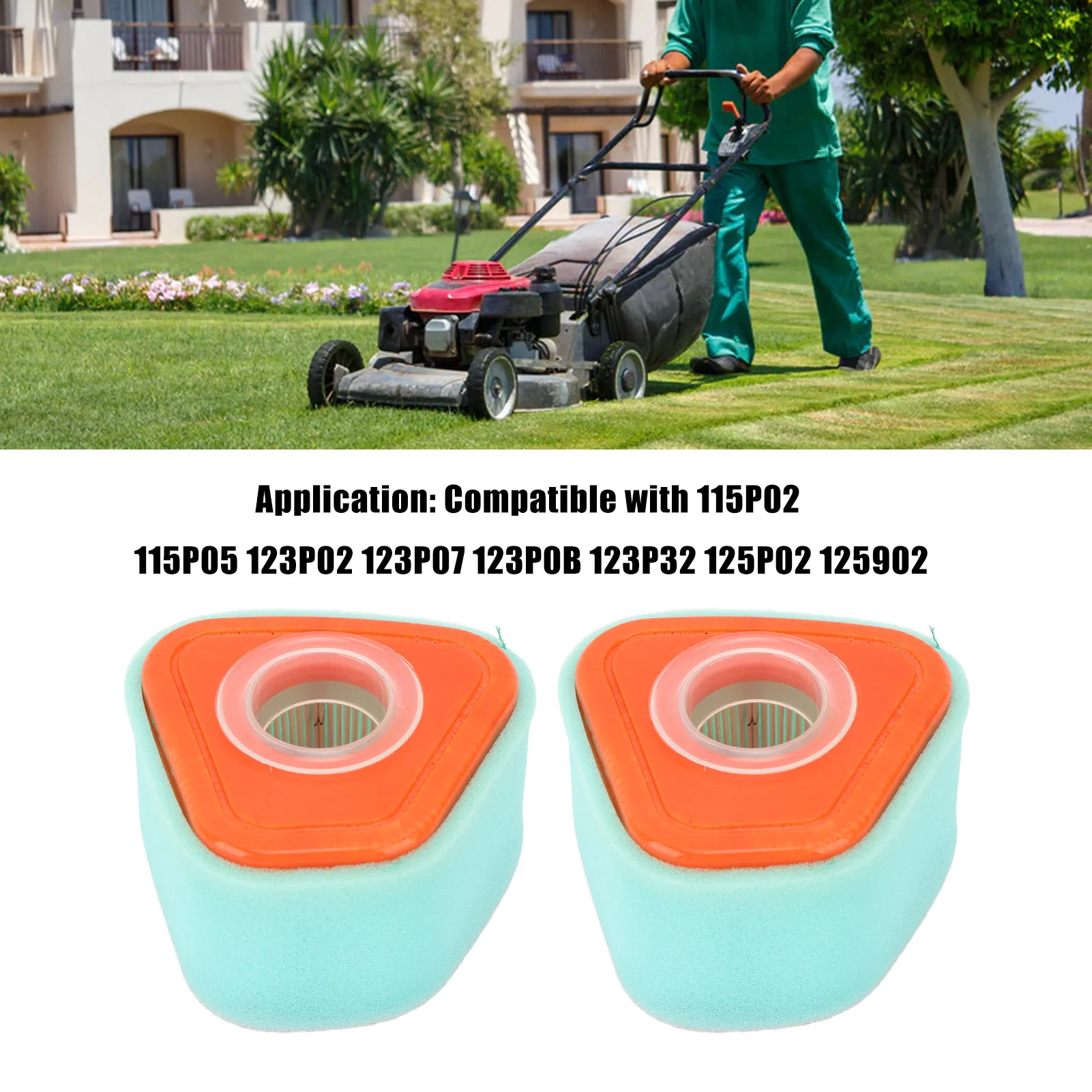 2Pcs Air Filter With Pre Filter 595853 for 115P02 115P05 123P02 123P07 123P0B 123P32 125P02 125902