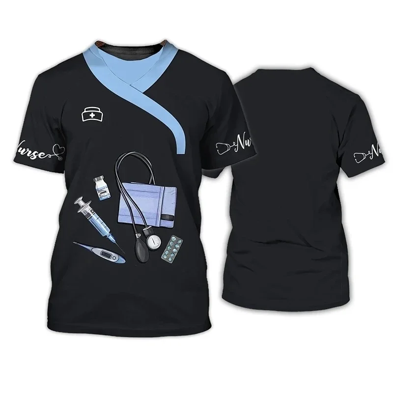 

Dentists Uniform Pattern T Shirt For Men Dental Tools 3D Printed Tees Summer Harajuku Short Sleeve Loose Street Tops T-shirts