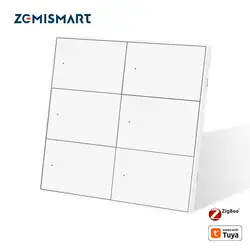 Zemismart Zigbee 6 Gang Push Wall Light Switches 4x4 with Neutral Interruptor Work with Tuya SmartThings App Alexa Google Home