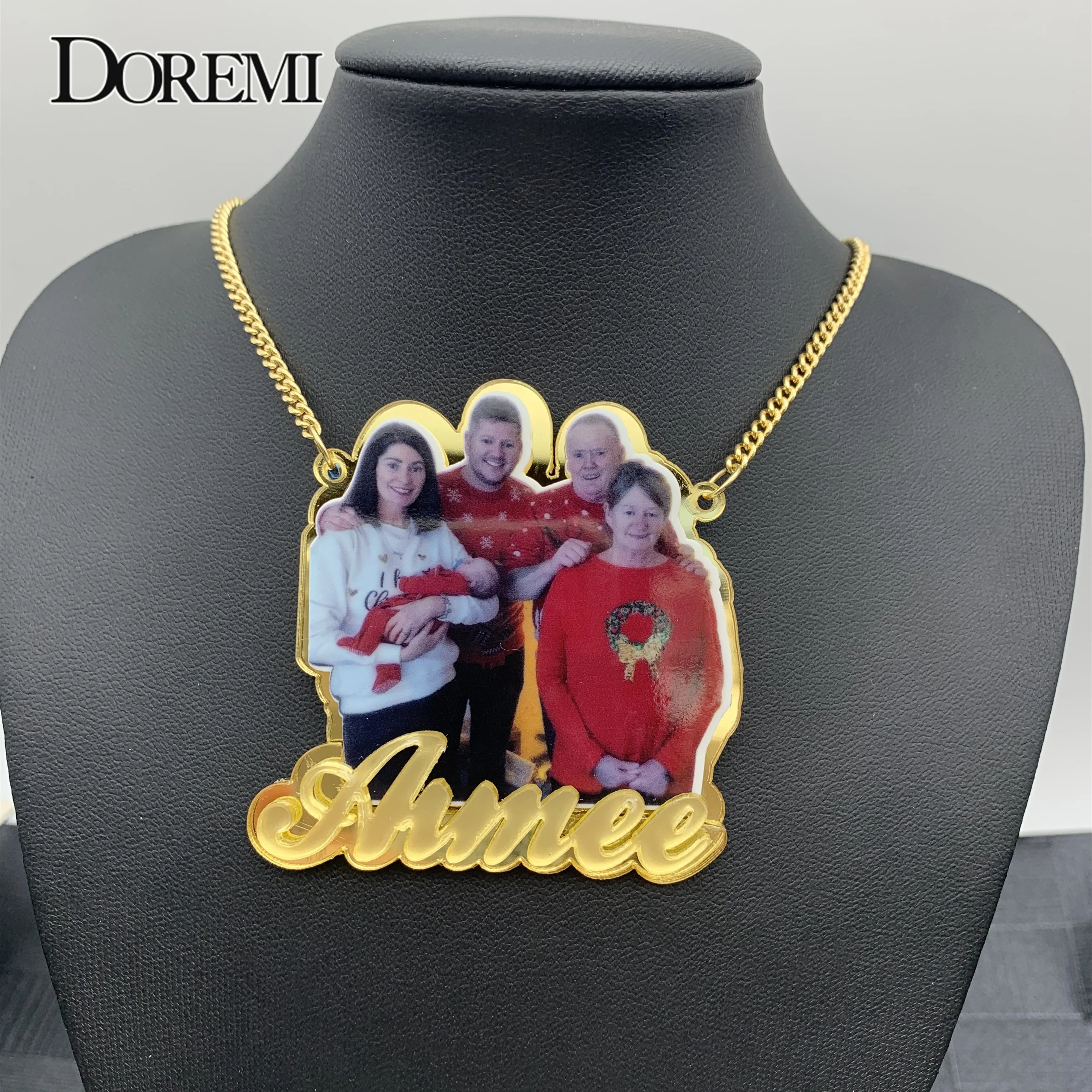 Custom Name Picture Necklace for Women Personalized Acrylic Pendent Necklace Kids Custome Jewelry for Family Memorial Gift