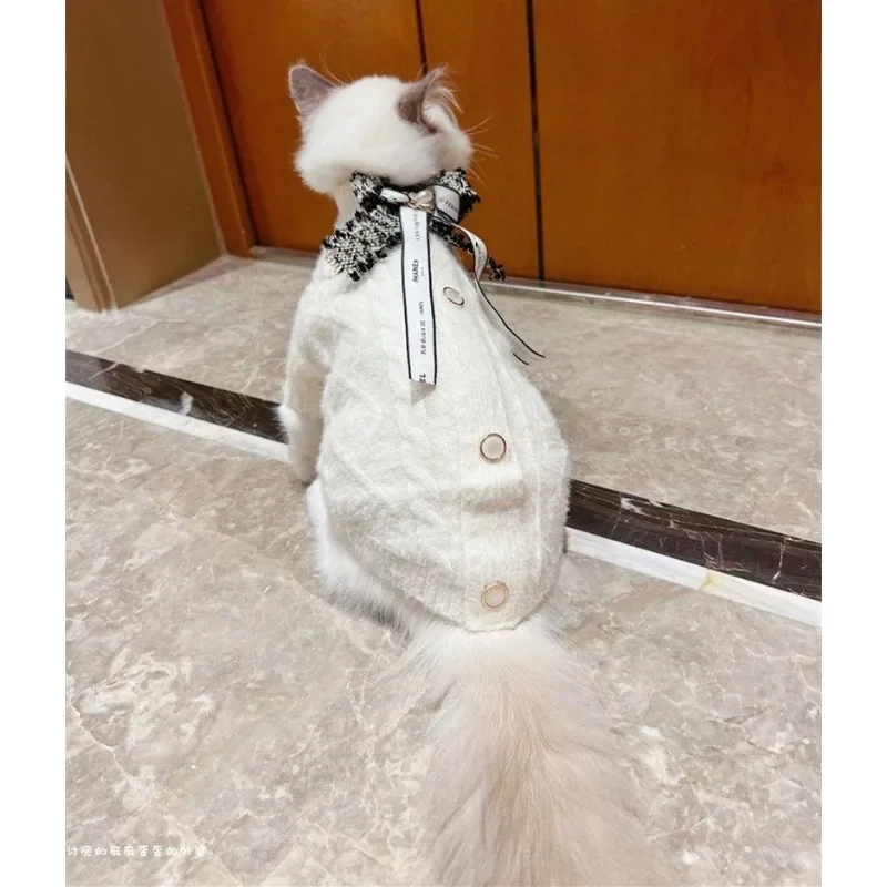 White Princess Sweater Dog Clothes Sweet Bowknot Design Small Dog Clothing Cat Kawaii Warm Thick Fashion Pet Products Wholesale