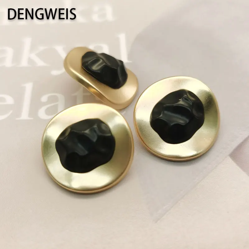 6pcs Black Irregular Metal Buttons for Clothing Designers Handmade Luxury Sewing Button Accessories Decorative Coat Buckle DIY