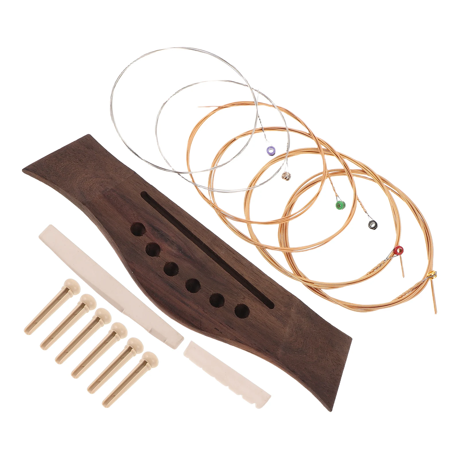 

1 set Folk Acoustic Guitar Kit PPS Black Strings Wooden Bridge Saddles Replacement Parts Steel Strings Guitar Accessories