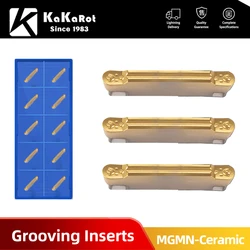 KaKarot 10pcs Carbide Inserts Grooving Turning Tools MRMN150 MRMN200 MRMN300 Turning Tools Ceramic Coated Metal Lathe Slotted