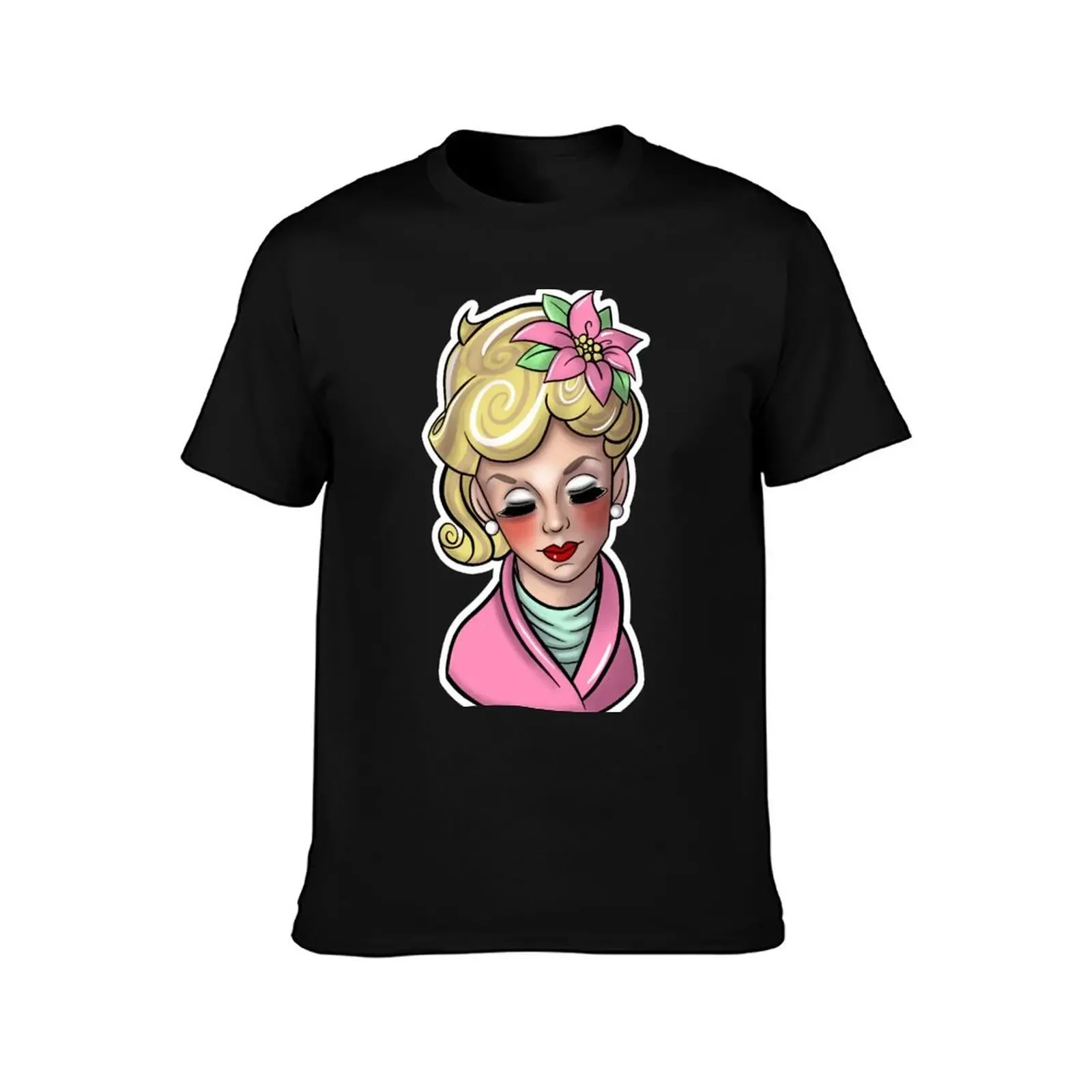 Pink Lady Head Vase T-Shirt graphic shirts korean fashion summer clothes shirts graphic tee plain black t shirts men