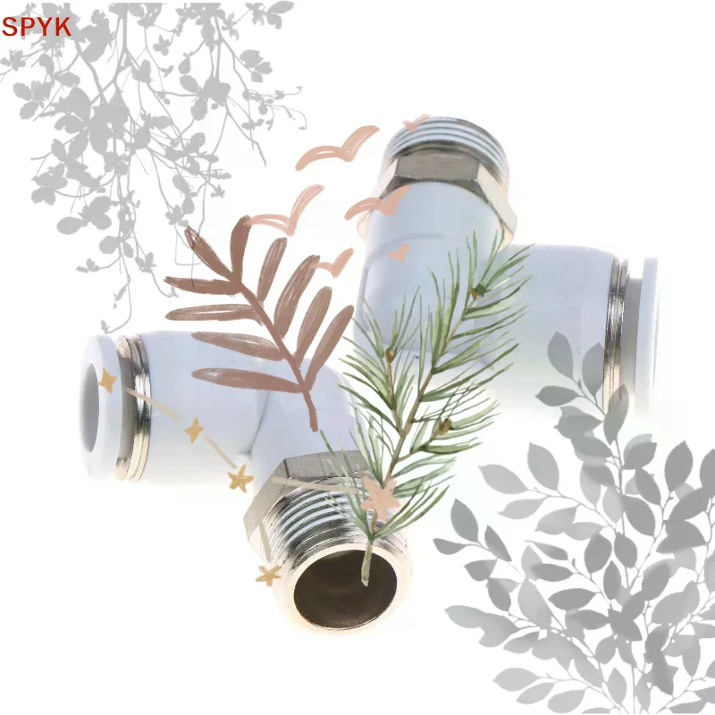5Pcs 90 Degree Push Fit: Copper Air Tube Connector White Industrial Pneumatic PL6 PL8 PL10 PL12