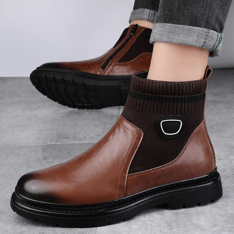 

High-quality Handmade Outdoor Walking Casual Boots Comfortable High Top Boots Luxury Brand Genuine Leather Men's Business Boots