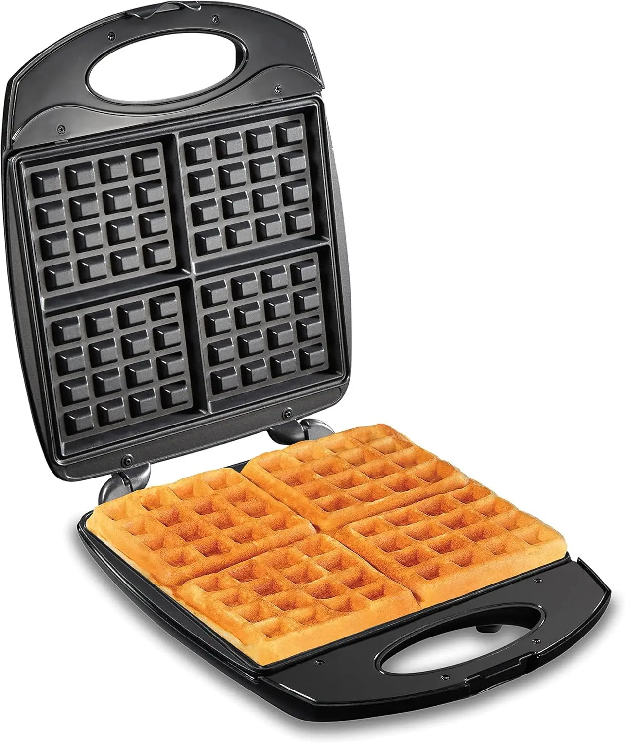 

Non-Stick Belgian Waffle Maker with Indicator Lights, Makes 4 4' x 5' Mini Waffles, Hashbrowns or Keto Chaffles at Once