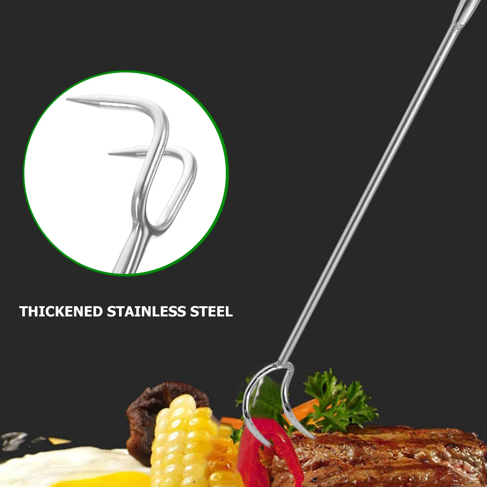 

304 Stainless Steel Meat Hook BBQ Roasting Tool Heavy Duty Lightweight Easy to Use Flipper Hooks Practical Kitchen