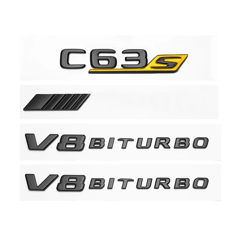 Glossy Black Letters Numbers Emblem C63 C63s V8Biturbo for Mercedes Benz AMG Car Fender Trunk Rear C205 S205 W205 Logo Sticker