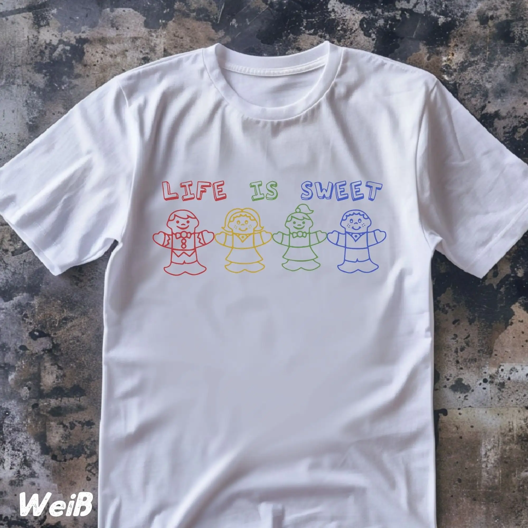 Leben ist süß T-Shirt lustig y2k positives Zitat Regenbogen sarkastisch sagen chaotisch 90er Jahre albern meme