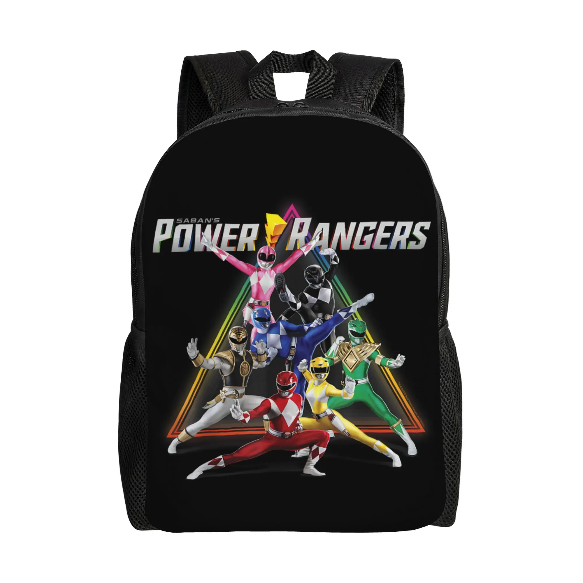 Bandai backpacks Power Rangers Rainbow Pyramid Retro Action Portrait Daypack  mochila Office Work Sturdy Shoulder Rucksack