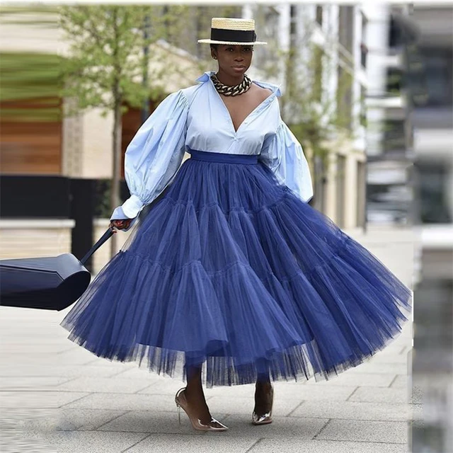 Granatowy Drapped Tulle kobiety spódnica w pasie Puffy Prom spódnice na przyjęcie Custom Made kolor i rozmiar Modern Lady formalna odzież