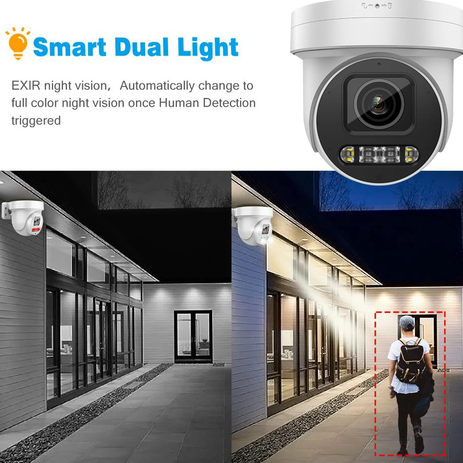 2PCS  Hikvision Compatible 4K 8MP ColorVu 5X Zoom PTZ IP Camera 2-way Audio SD Card slot Surveillance PoE IP Camera APP View