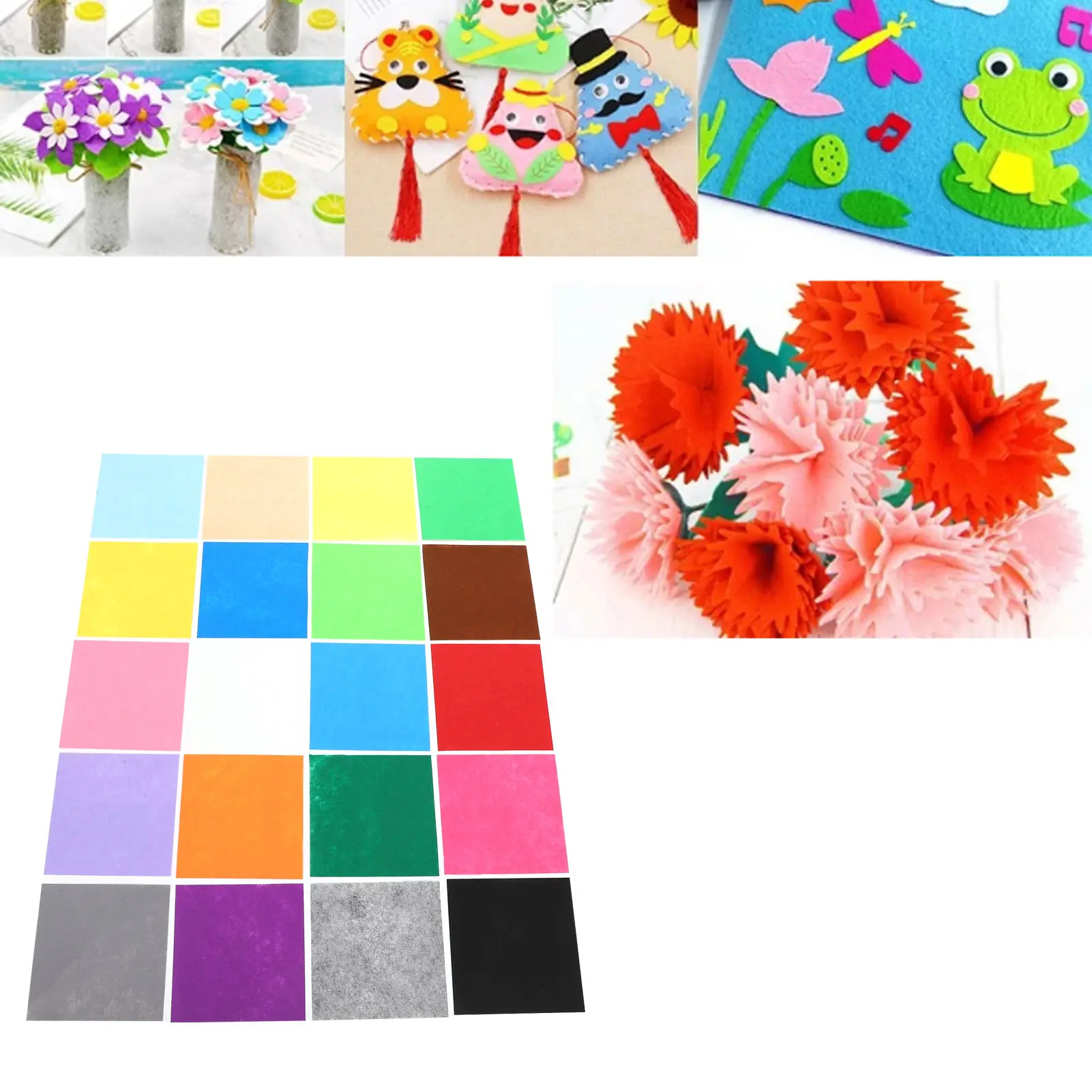 펠트 원단 시트 모듬 색상 부드러운 무취 펠트 천, DIY 생산 공예 재봉용, 30x30cm, 20 개