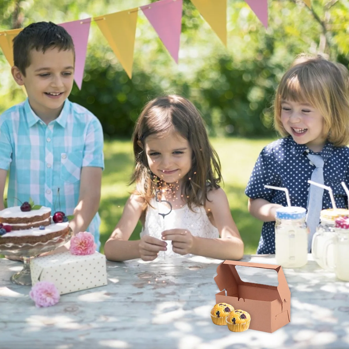 10 قطع من صندوق تعبئة الكب كيك، مادة آمنة للطعام، تصميم نافذة مفتوحة مثالي لملفات تعريف الكعك والمعجنات الصغيرة #4