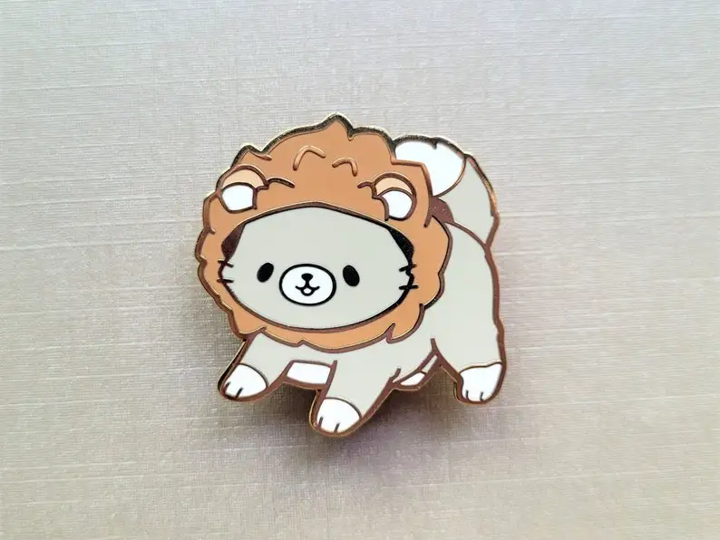 Cat Hard Enamel Pin  Tiny Friends in Disguise | Adorable Animal Cute Dress Up Kitten Lion Feline