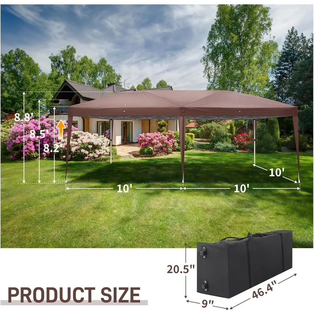

10x20ft Ez Pop Up Canopy, Portable Instant Canopy Tent with 4 SideWalls for Outdoor Events, Party, Wedding, Birthday,Graduation