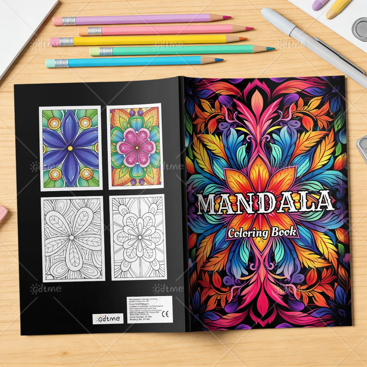 MANDALA Coloring Book, 24Pages Mandala Pattern, Adult Coloring Book, Relaxing and Stress Relieving Drawing Book