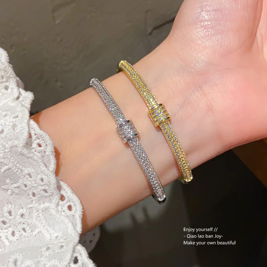 

Luxury 18K Gold Plated Cuff Bracelet with Zircon Accent Minimalist Irregular Bangle for Women Elegant Dainty Wrist Jewelry