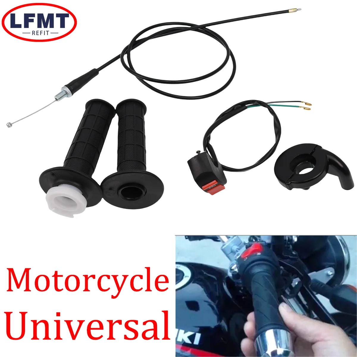 

1 Pair 22mm Motorcycle Throttle Grip with Twist Cable Handle Bar Hand Grips For Pit Dirt Bike ATV Quad Motocross Racing