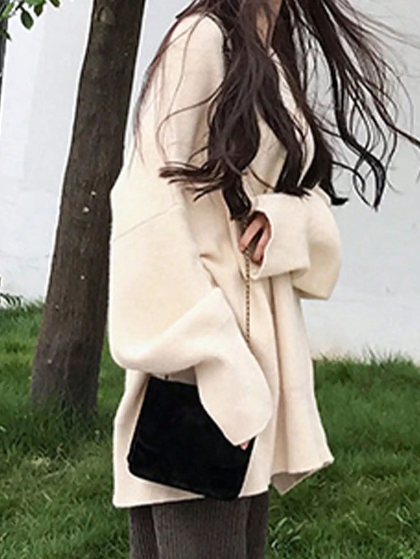 Koreaanse Chci Herfst Nieuwe Retro High-End Lange Mouwen Top Abrikoos Halflange Luie Stijl Trui Individuele Vrouwen