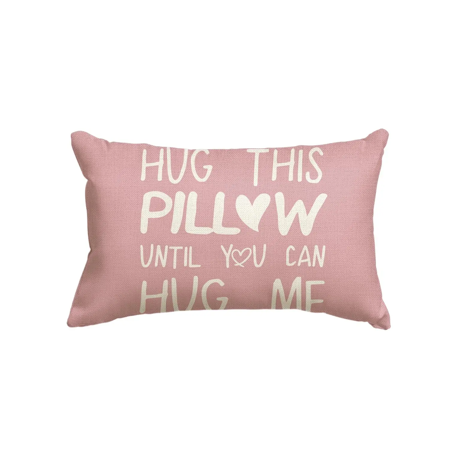 

Hug This Pillow Until You Can Hug Me Valentine's Day Pink Throw Pillow Cover,12 x 20 Inch Anniversary Birthday Gift Cushion Case